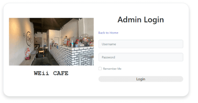 WEii Cafe admin login page
